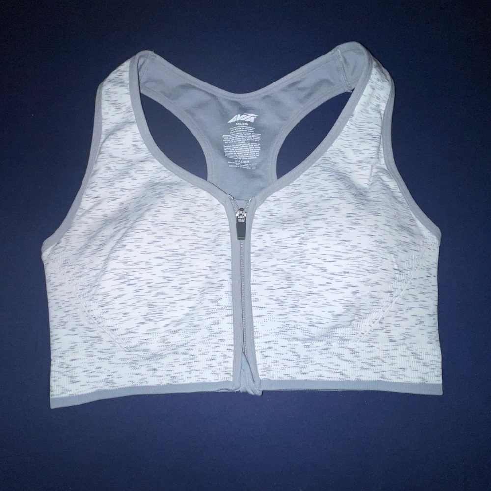 Avia Light Gray Zip-Front Sports Bra